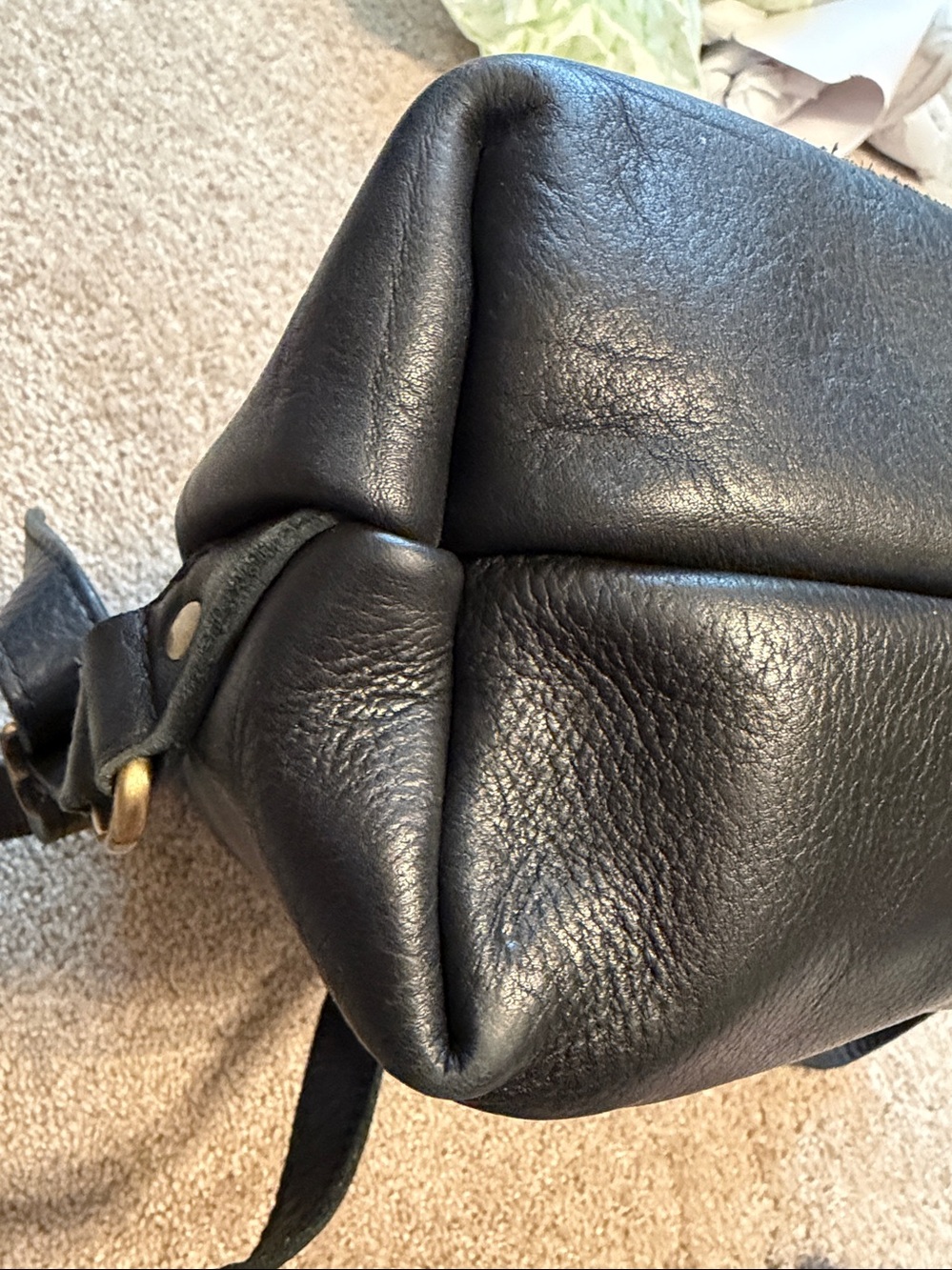 Portland Leather Black Backpack with Gold Hardware - Picture 2 of 7